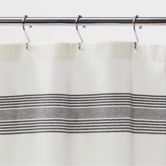Threshold Striped Fringe Shower Curtain Off-White - Threshold - Picture 2 of 4